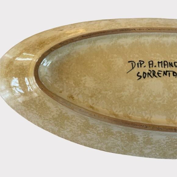 Hand Painted in Italy Grapes Tan and Red 13” Oval Tray - Picture 6 of 7